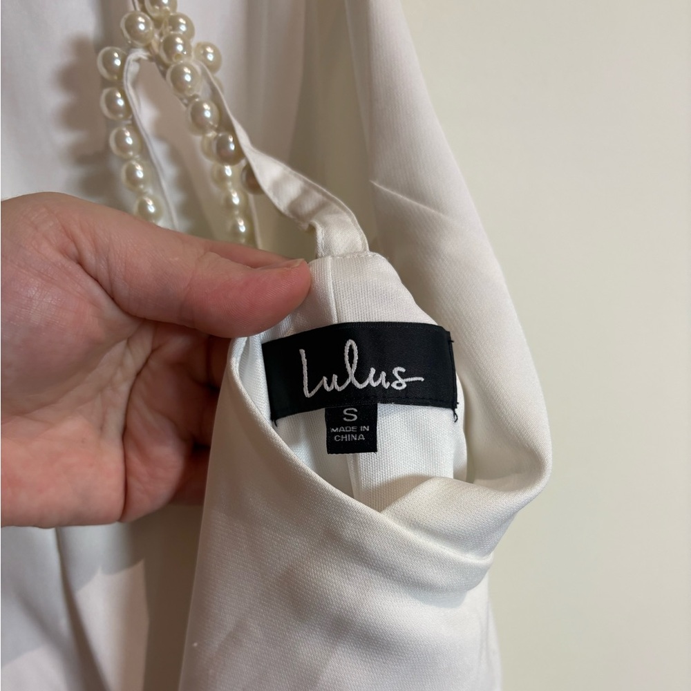 Lulus NWOT Faux Pearl Adore You White Skater Dress Size Small - Picture 9 of 10